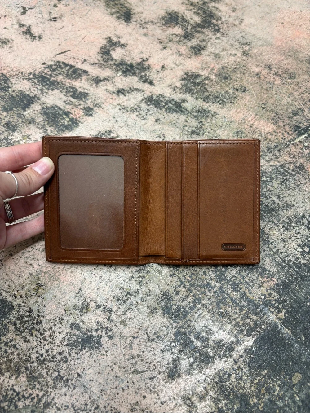 Coach Men's Brown Leather Bi-Fold Wallet with ID Window